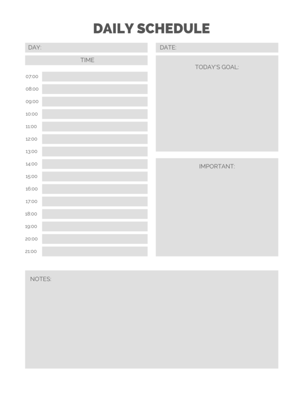 Daily schedule
