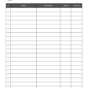 Daily sign-in sheet