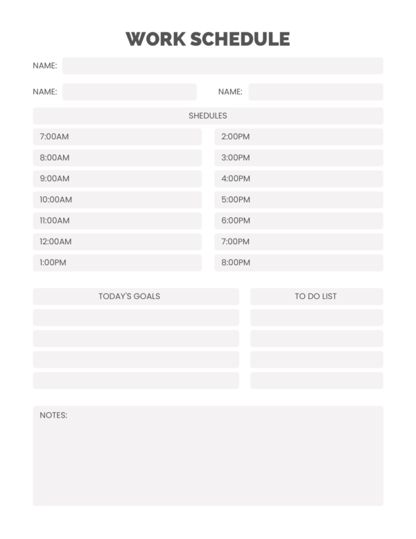 Work Schedule